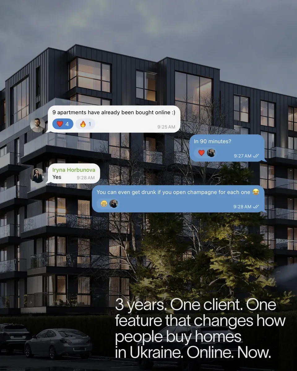 Avalon mockup featuring a residential building and a messaging interface