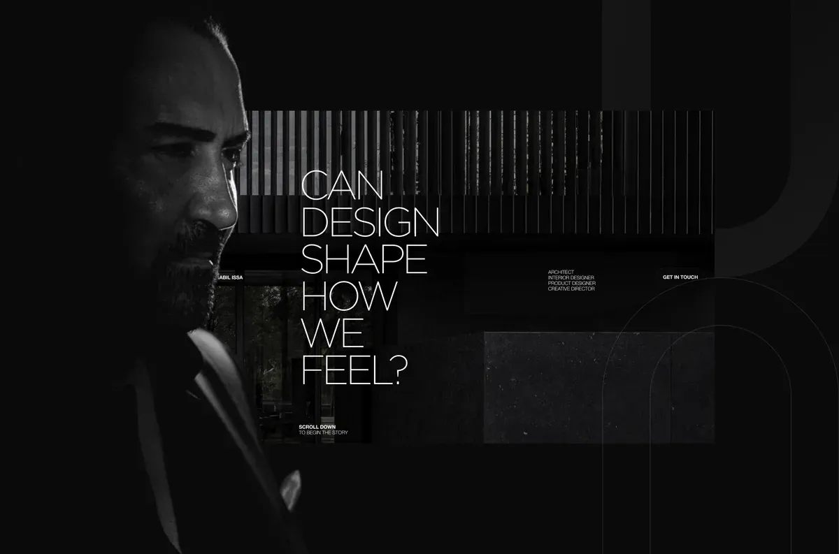 Nabil Issa website mockup with architectural photography and large typography